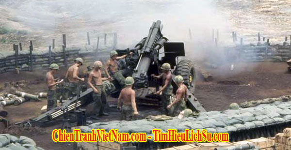 Pháo 155mm của pháo binh Mỹ yểm trợ trong trận đánh Khe Sanh trong chiến tranh Việt Nam - 155mm howitzer in Battle of Khe Sanh - Siege of Khe Sanh 1968 in Vietnam war